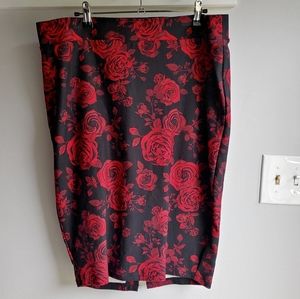 Torrid Floral Rose Pencil Skirt with Back Slit